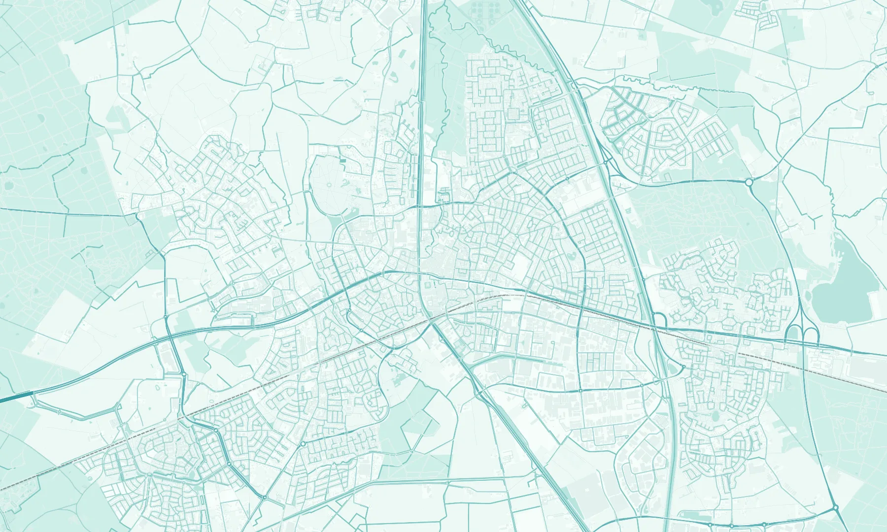 Kaart van het werkgebied rond Helmond